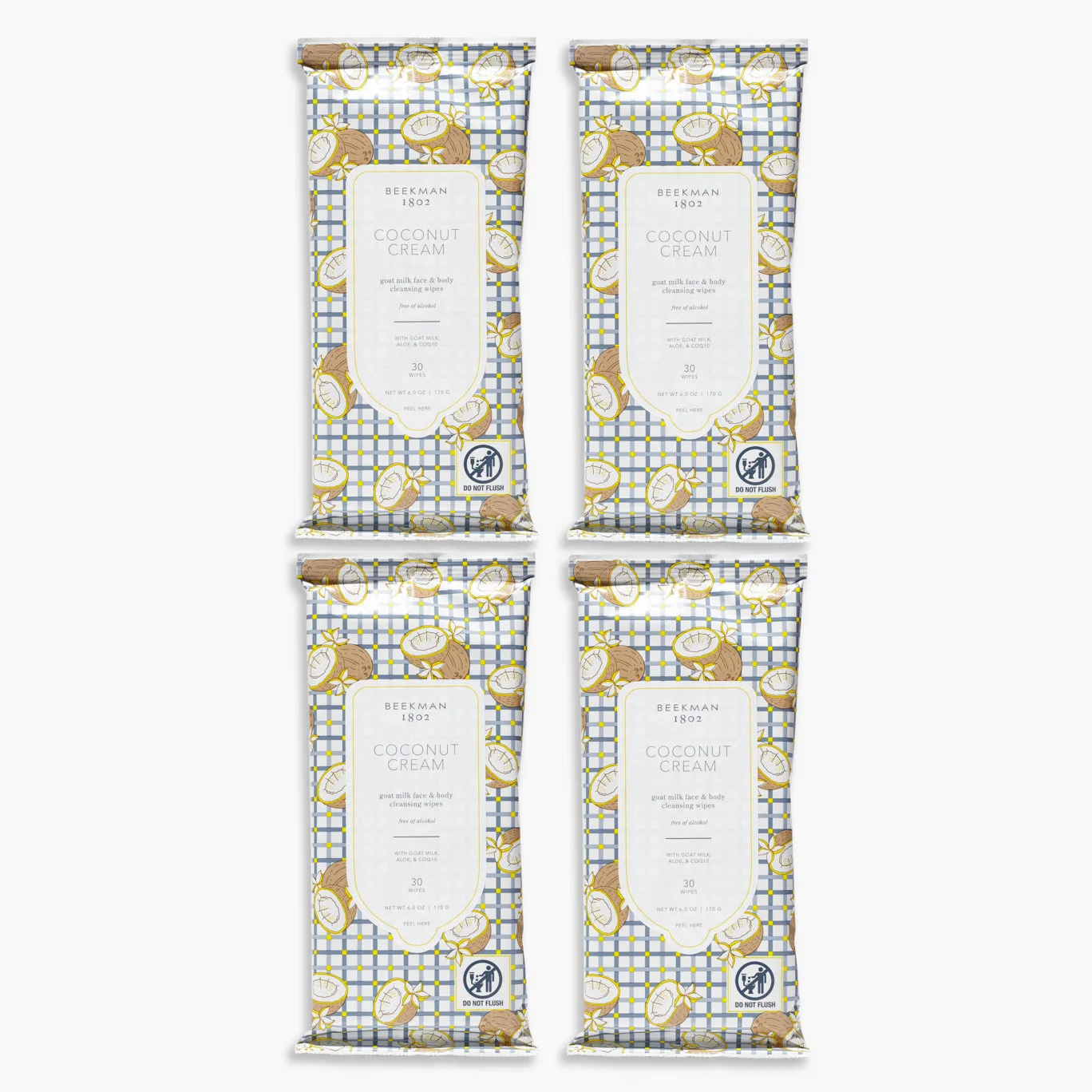 Coconut Cream Face Wipes Set of 4  