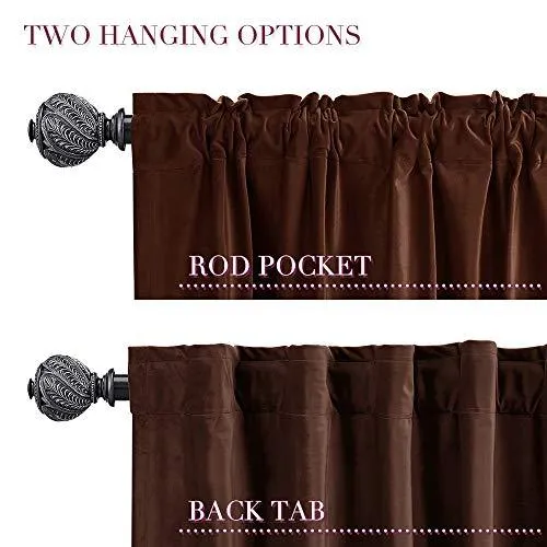 Darkening Velvet Thermal Insulated Rod Pocket Back Tab Window Curtains 2 Panels 52" W x 96" L