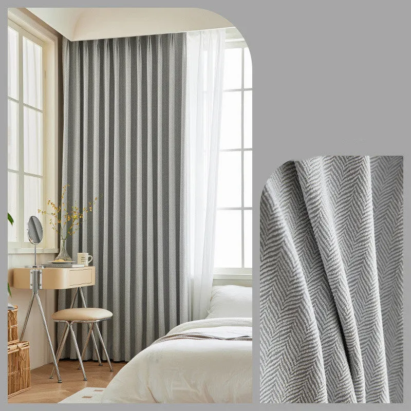 Home Fashion Herringbone Pattern Chenille Blackout Curtains – Stylish Solid Color Options