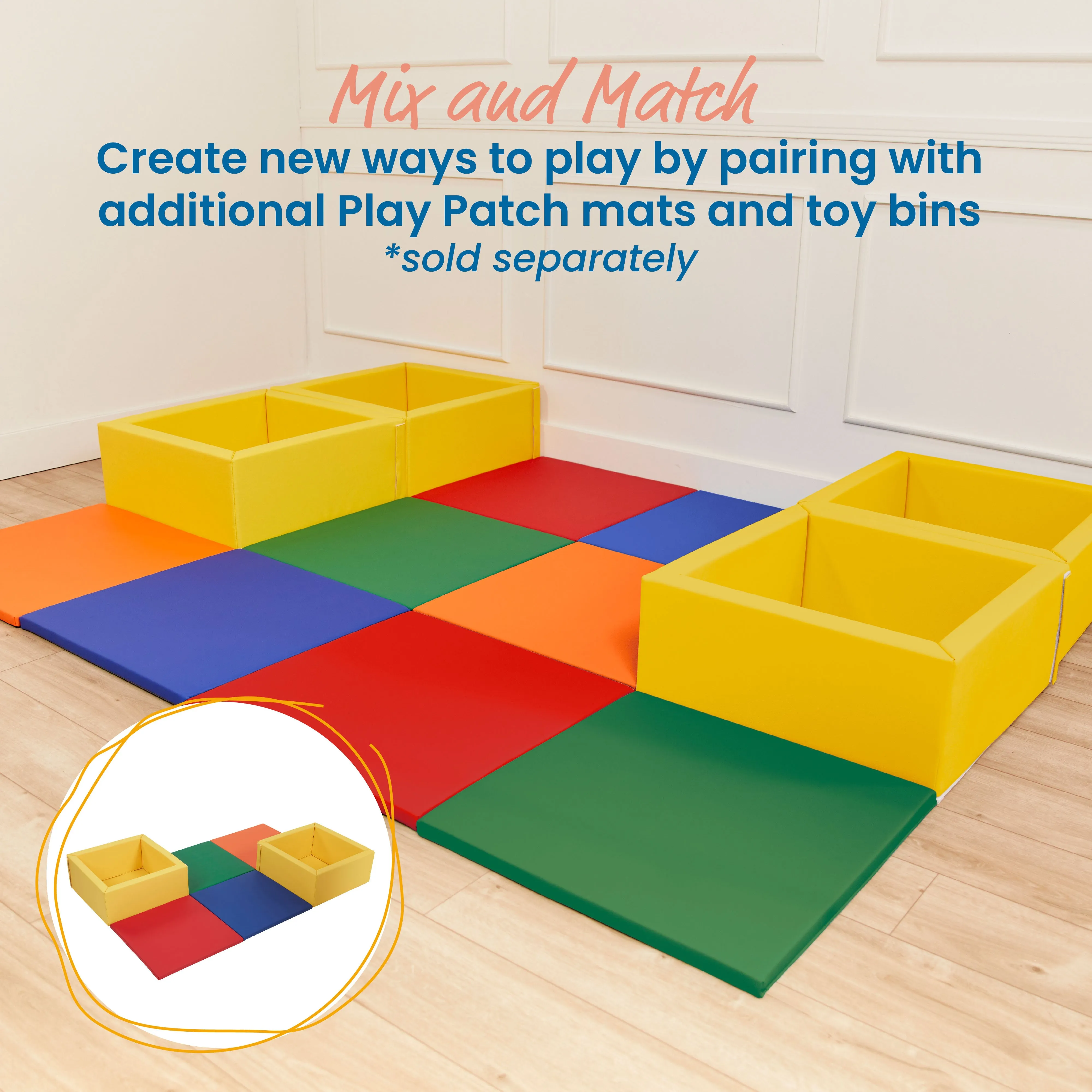 Play Patch Activity Mat Squares, Modular Playmat, 4-Pack