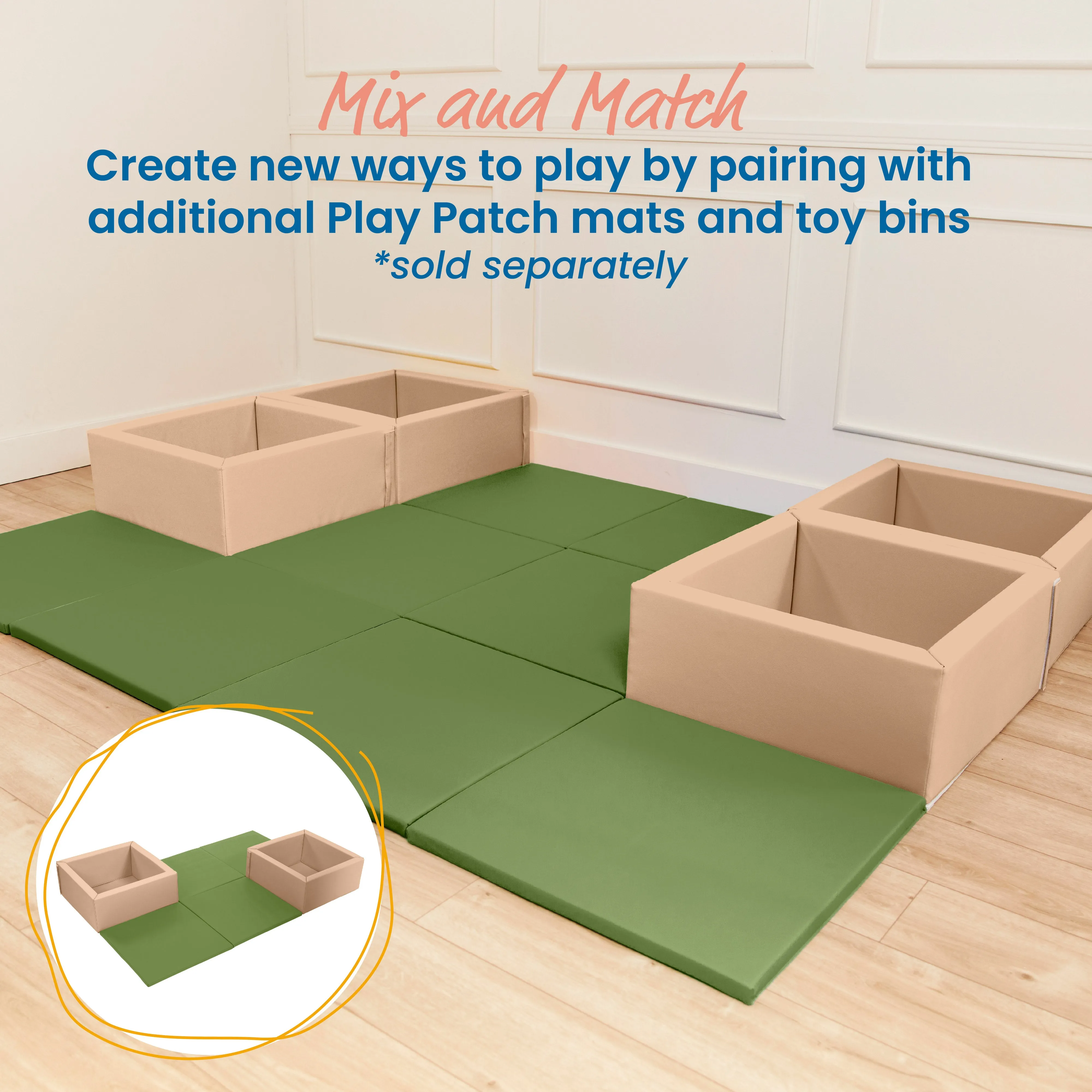Play Patch Activity Mat Squares, Modular Playmat, 4-Pack