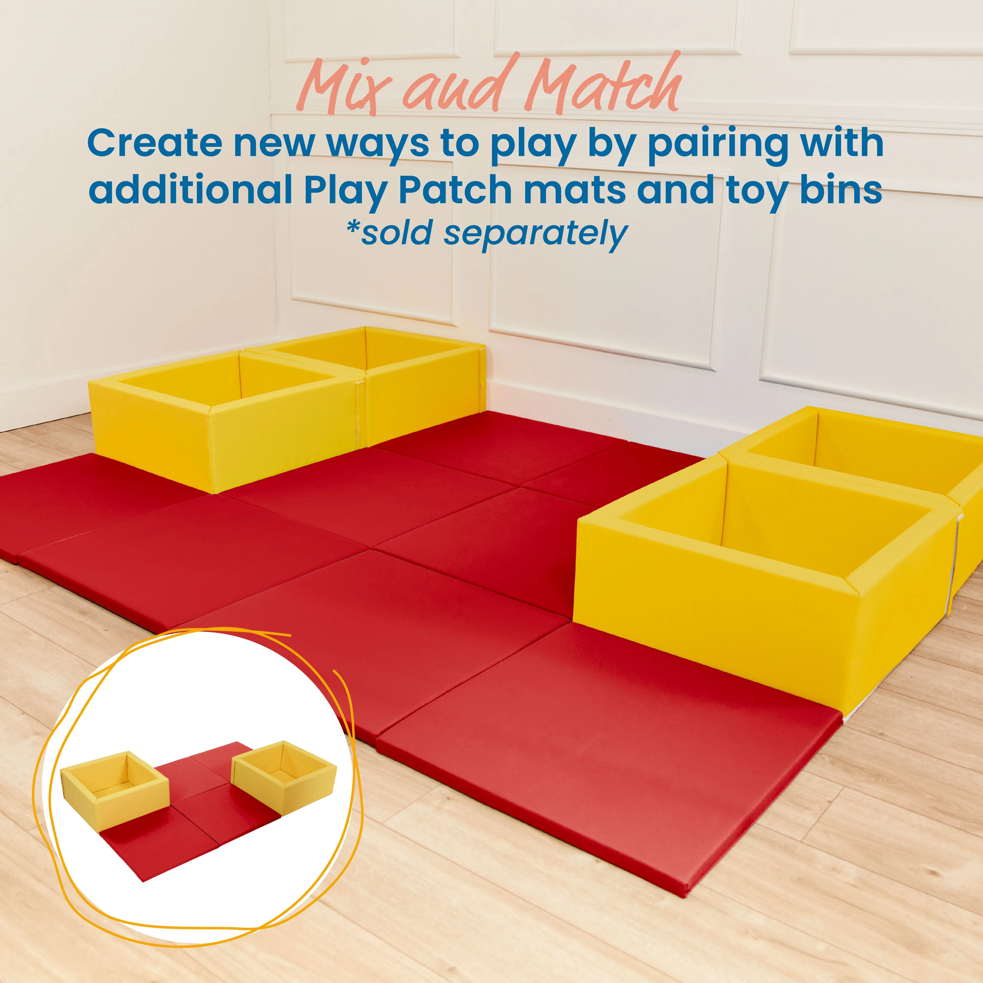 Play Patch Activity Mat Squares, Modular Playmat, 4-Pack