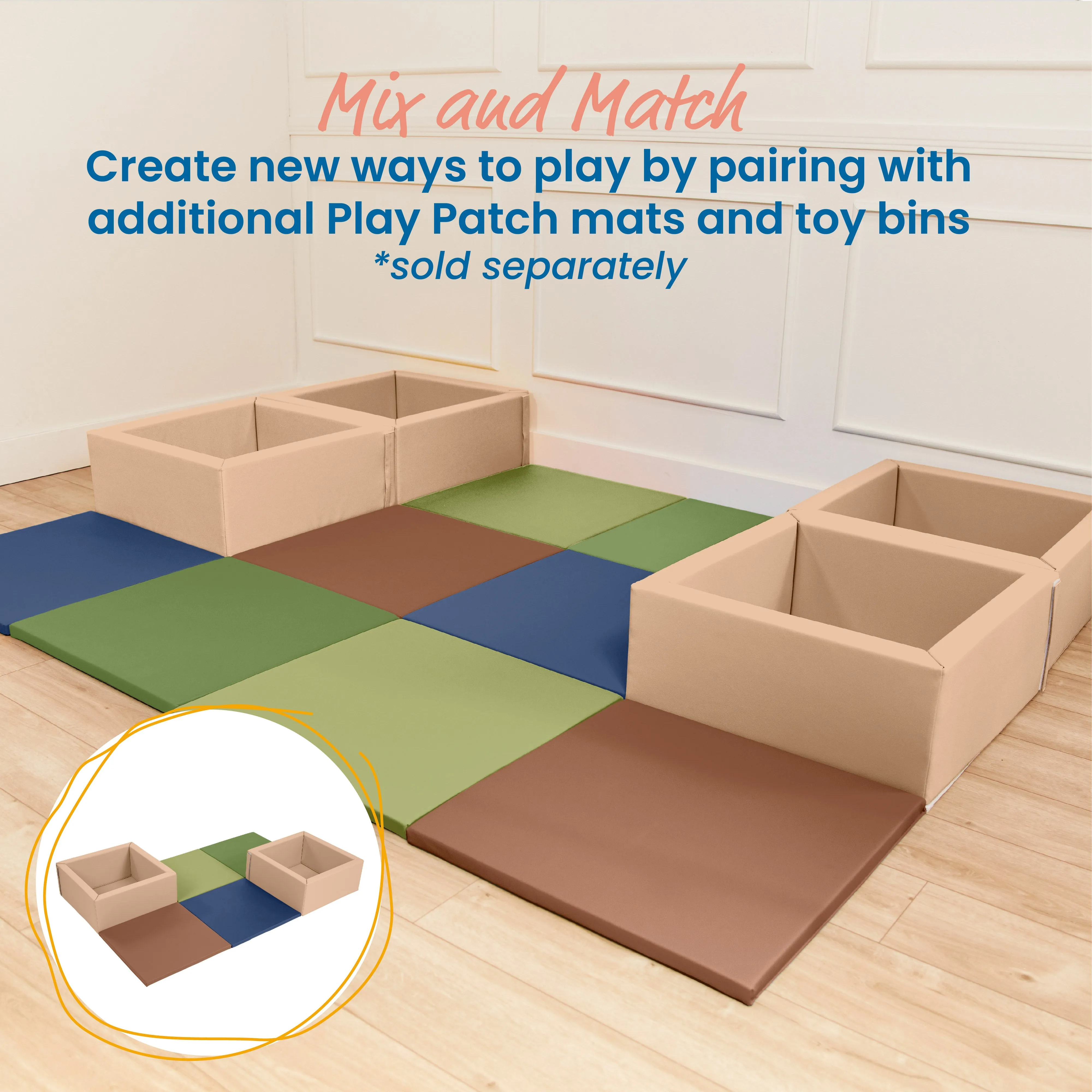 Play Patch Activity Mat Squares, Modular Playmat, 4-Pack