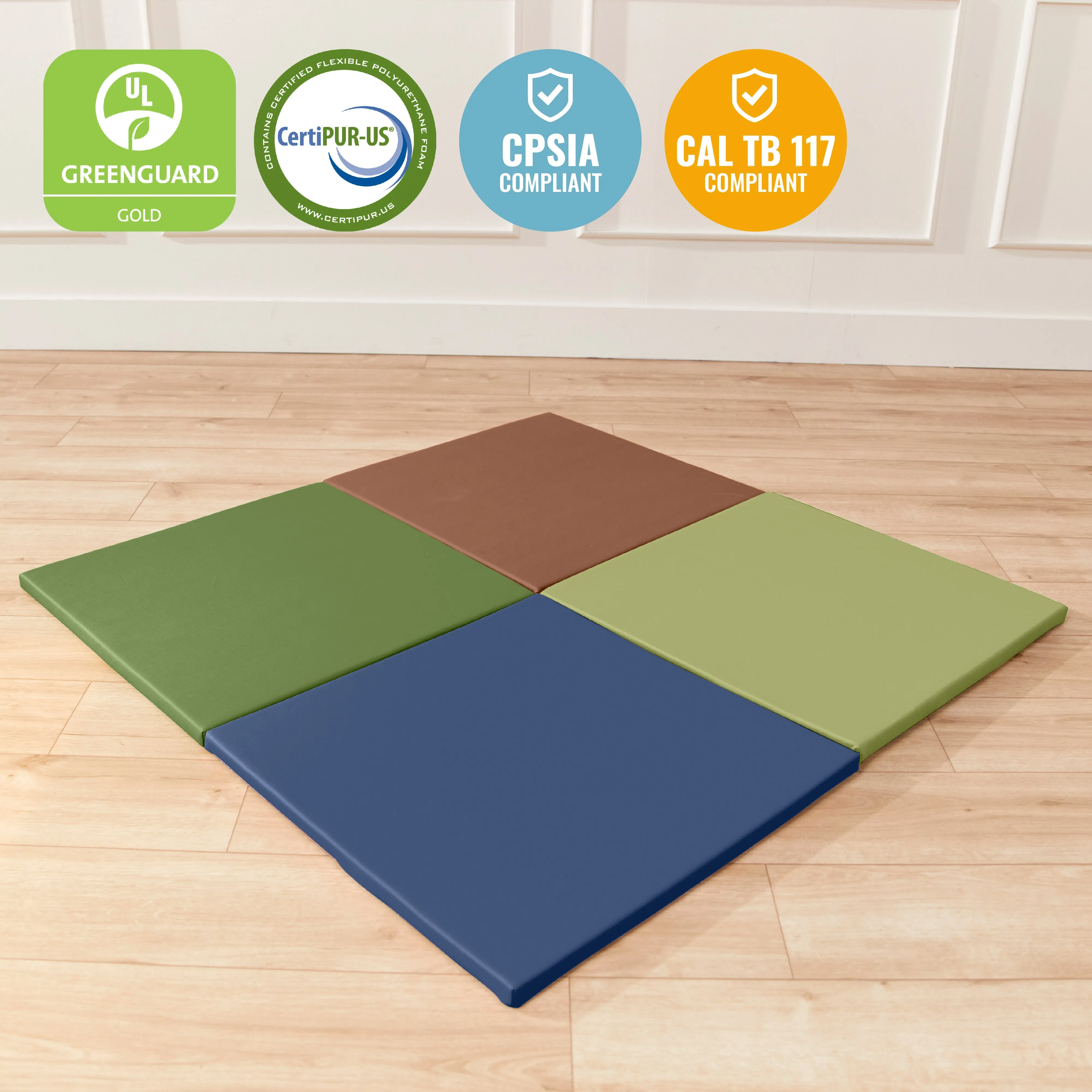Play Patch Activity Mat Squares, Modular Playmat, 4-Pack