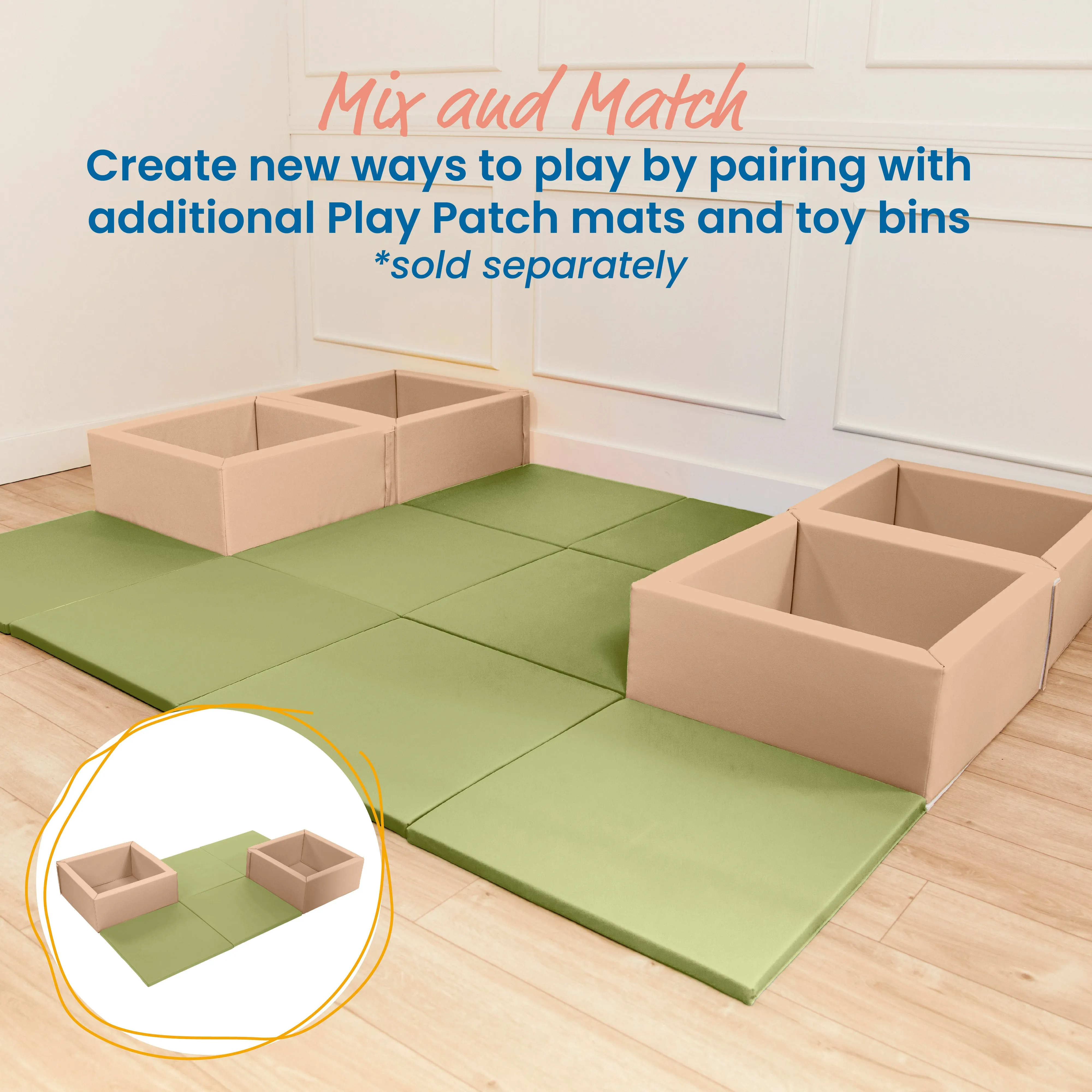 Play Patch Activity Mat Squares, Modular Playmat, 4-Pack