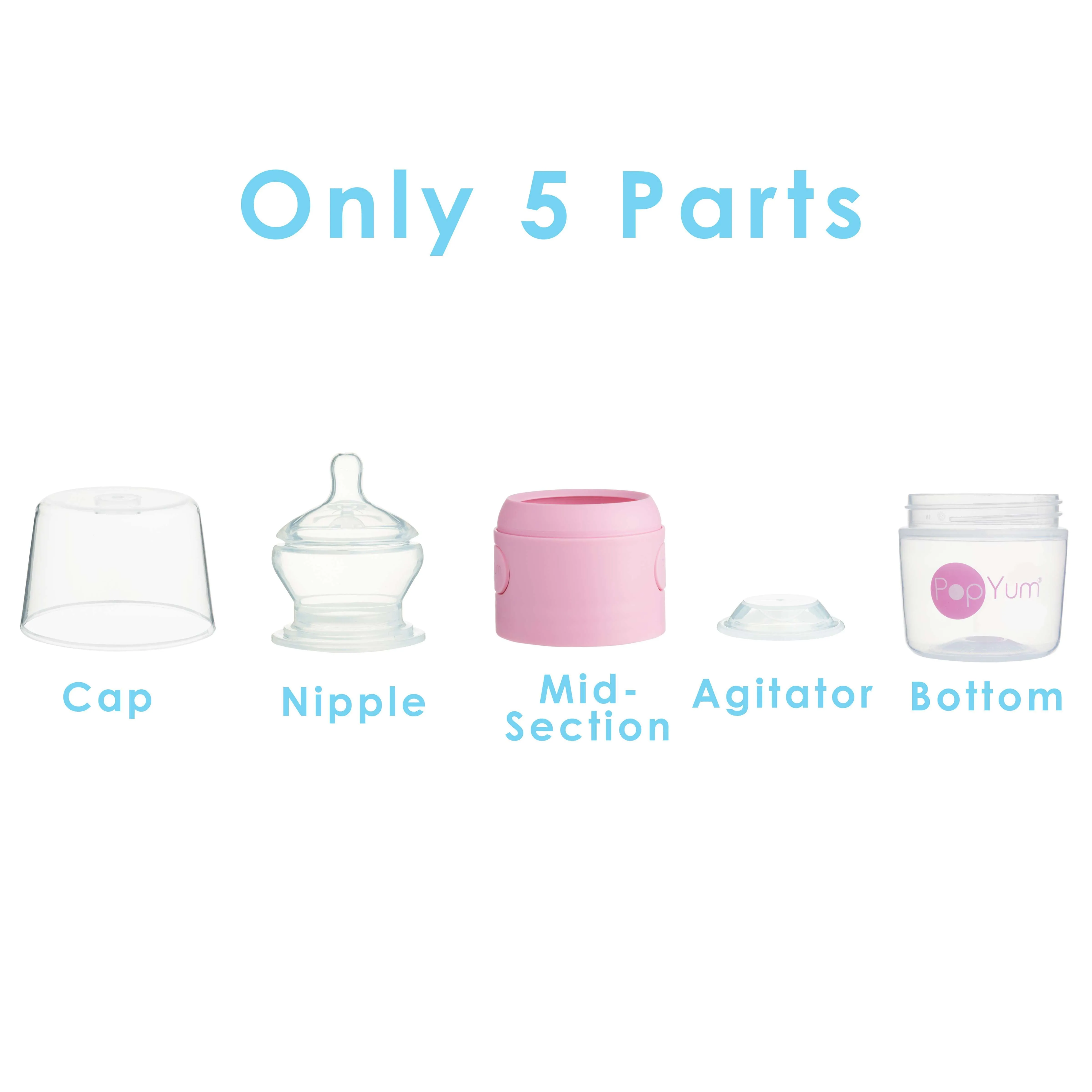 PopYum 5oz Pink Anti-Colic Baby Bottle, 2-Pack