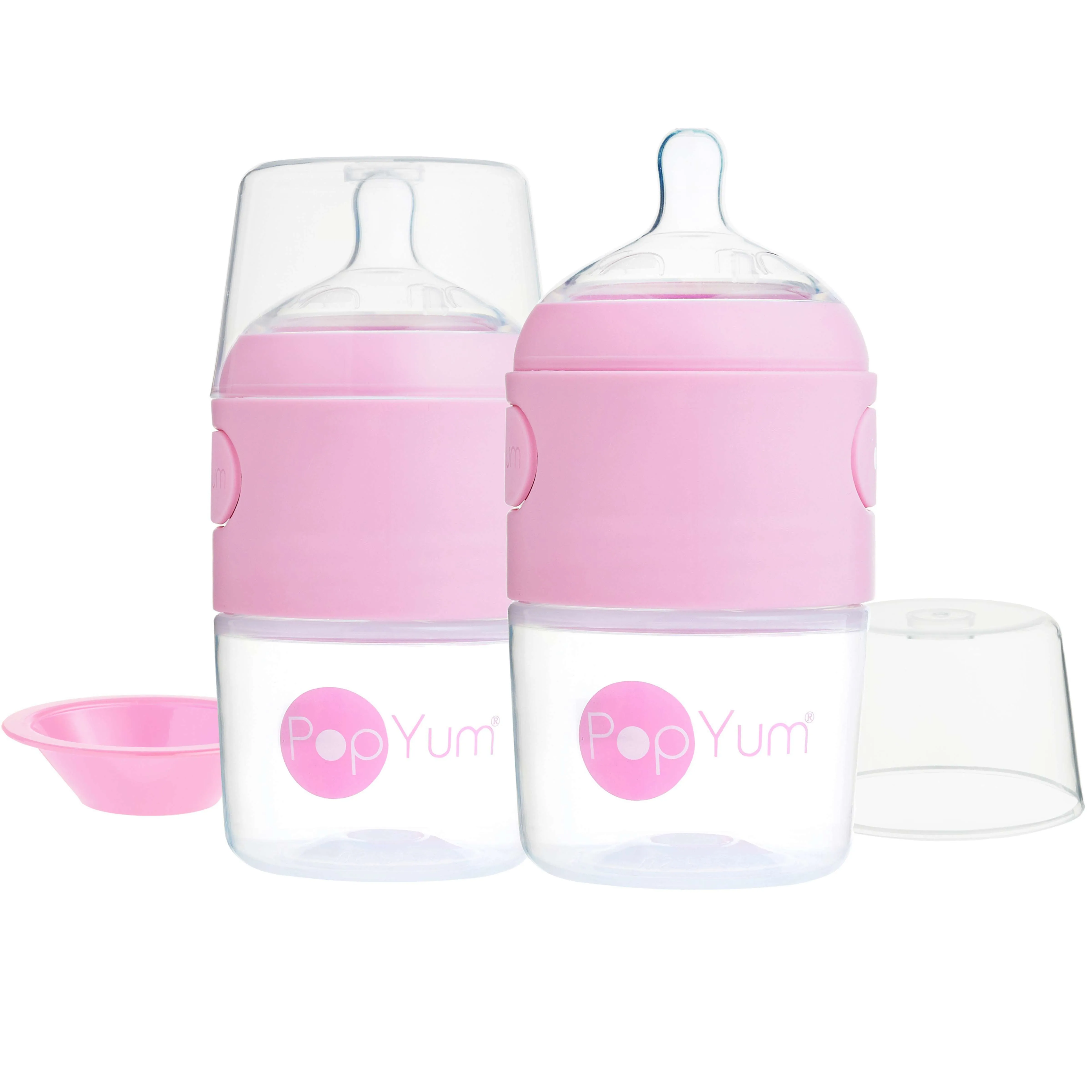 PopYum 5oz Pink Anti-Colic Baby Bottle, 2-Pack