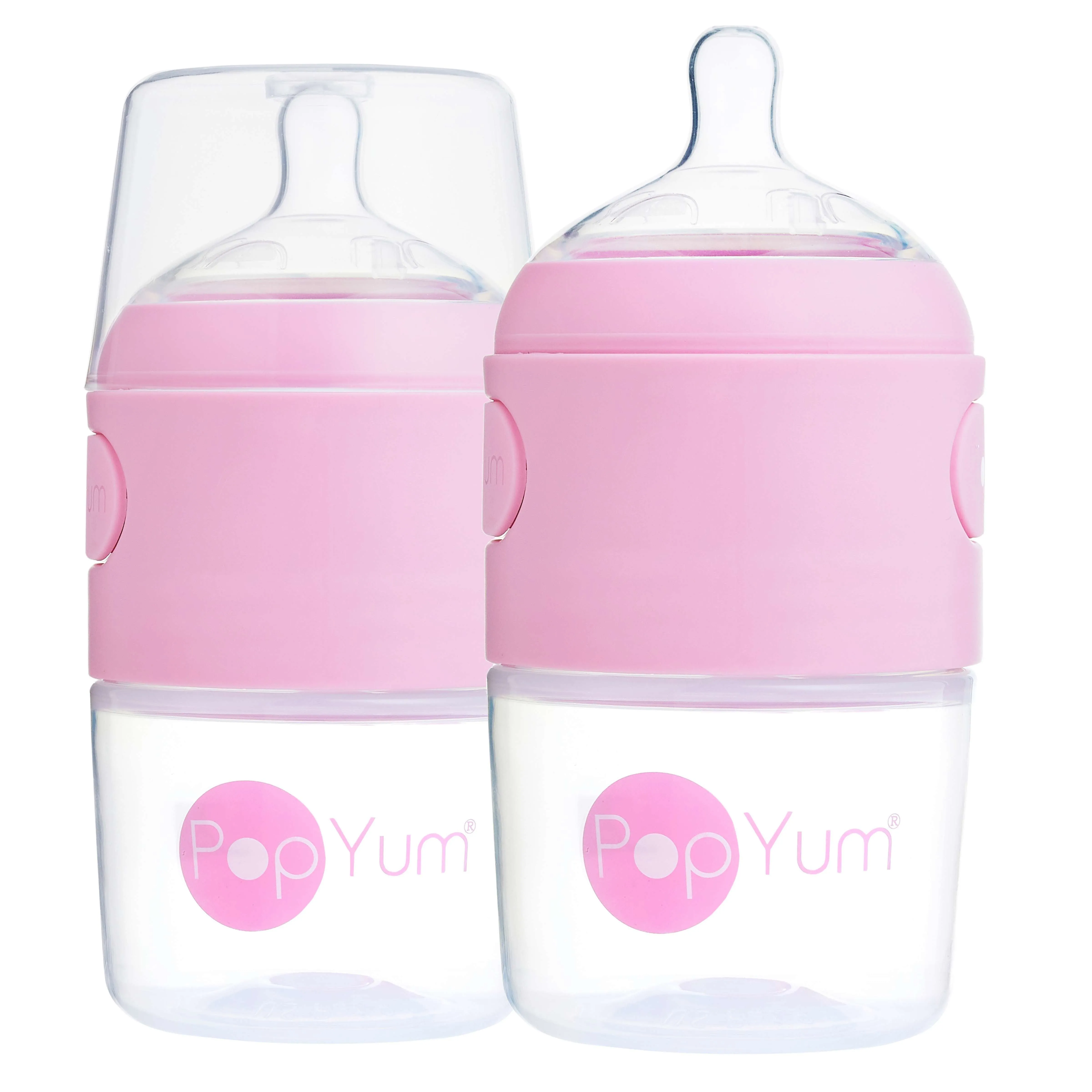 PopYum 5oz Pink Anti-Colic Baby Bottle, 2-Pack