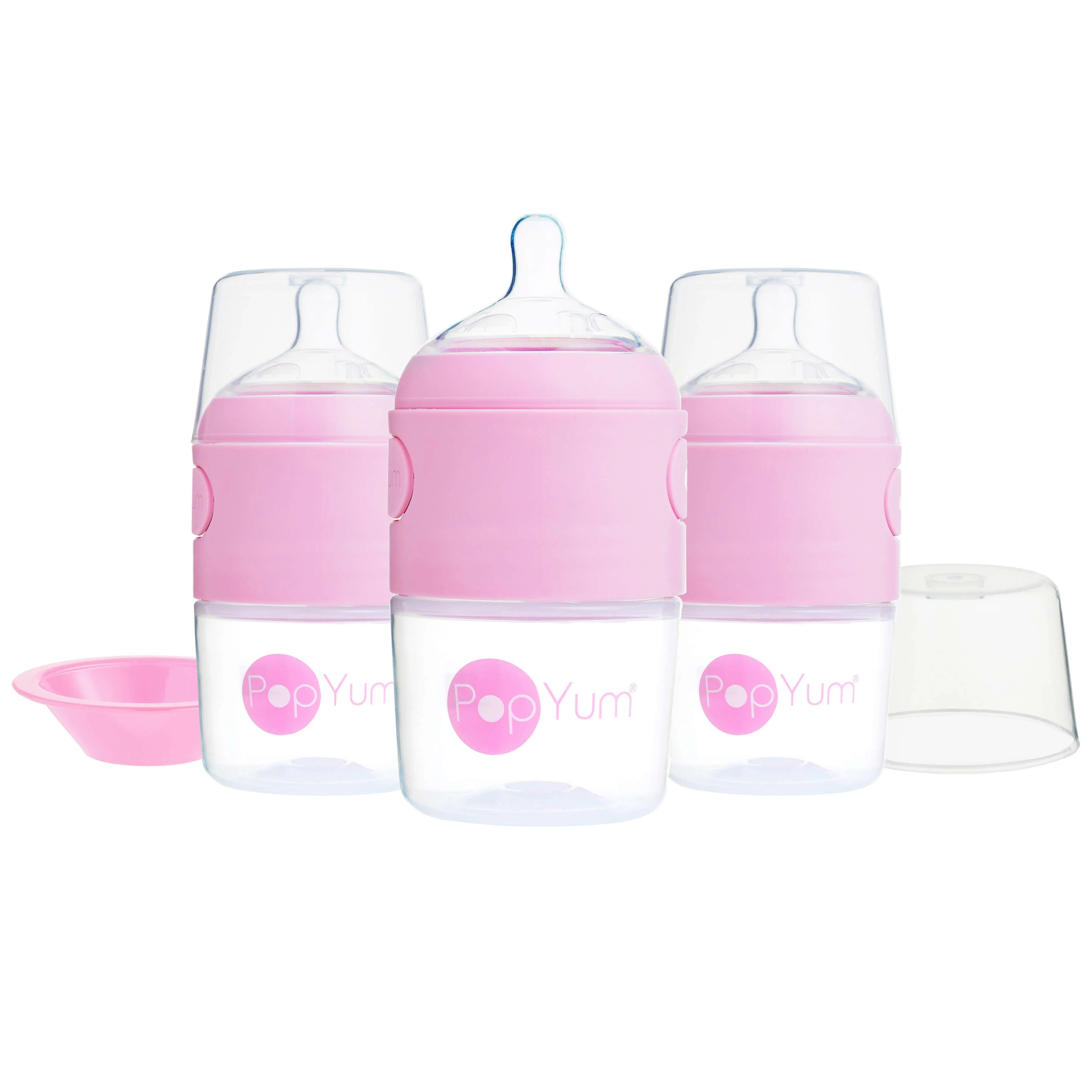 PopYum 5oz Pink Anti-Colic Baby Bottle, 3-Pack