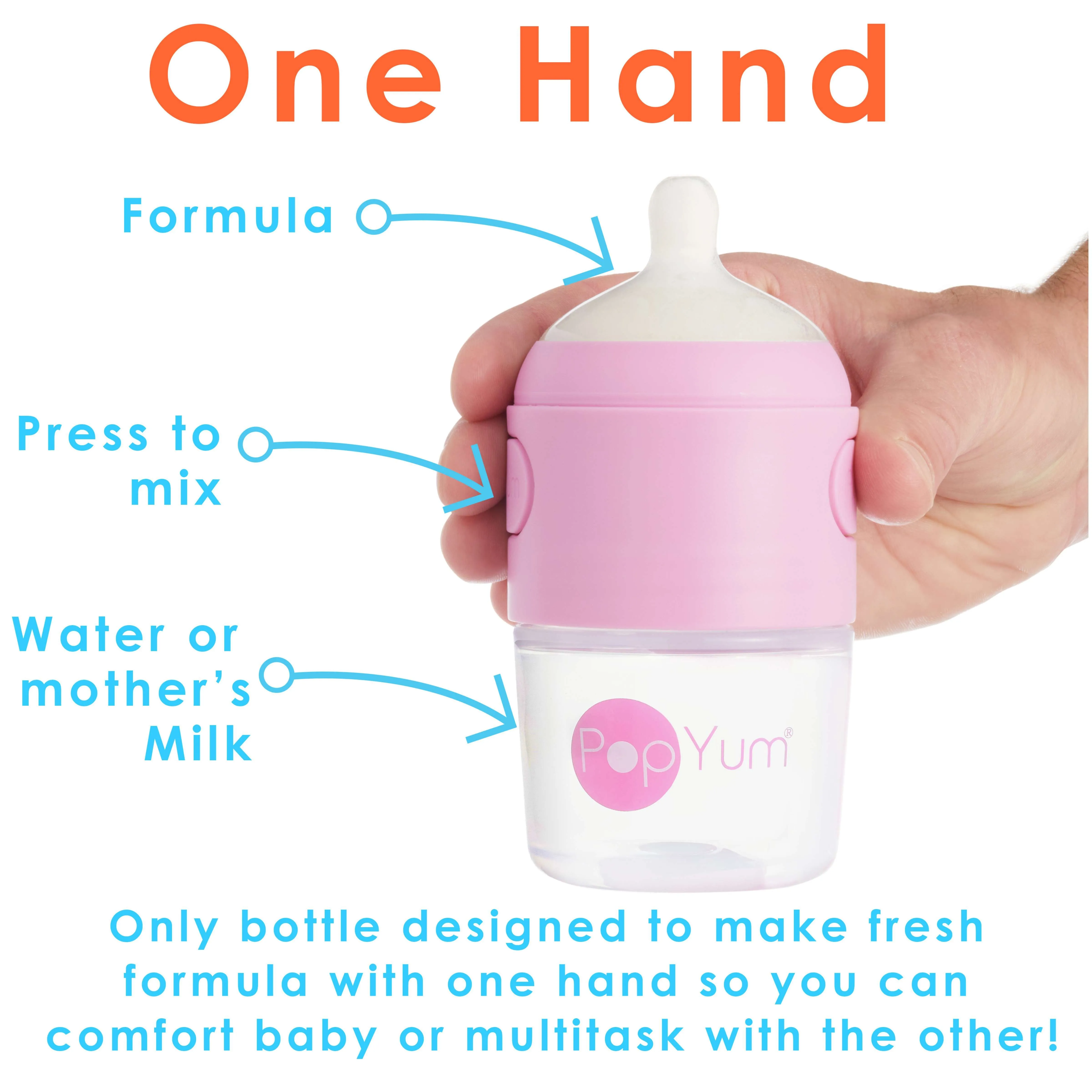 PopYum 5oz Pink Anti-Colic Baby Bottle, 3-Pack