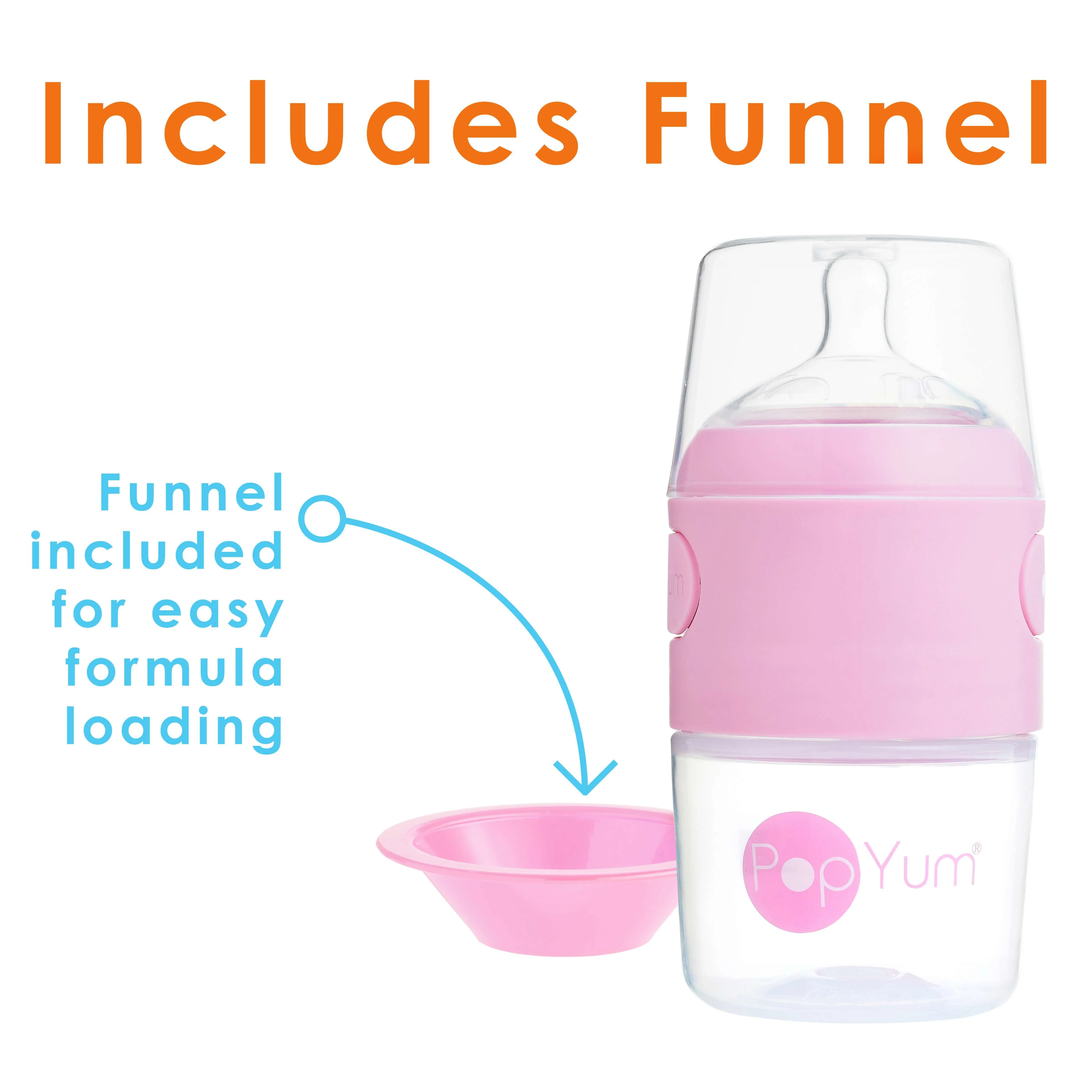 PopYum 5oz Pink Anti-Colic Baby Bottle, 3-Pack