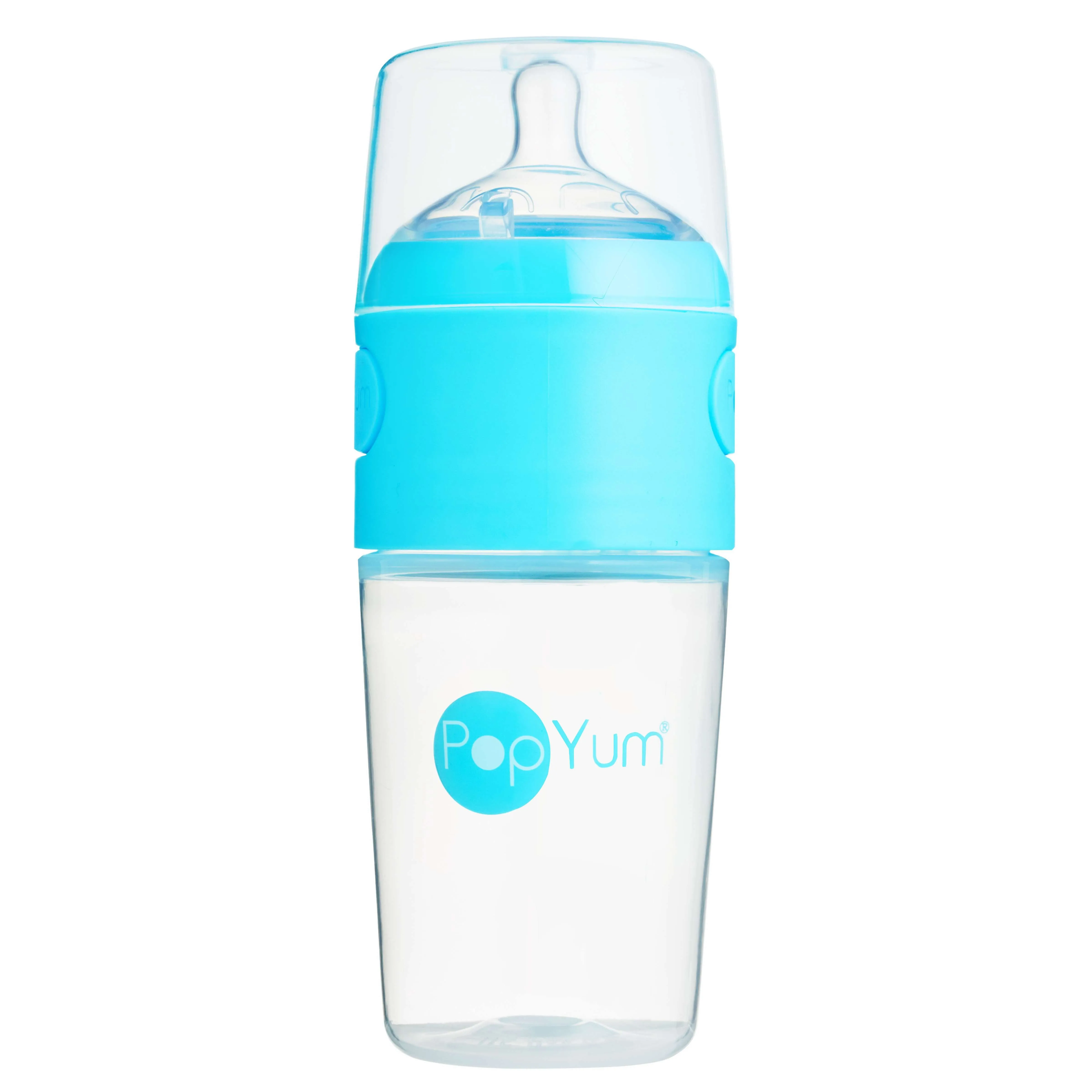 PopYum 9oz Blue Anti-Colic Baby Bottle, 3-Pack