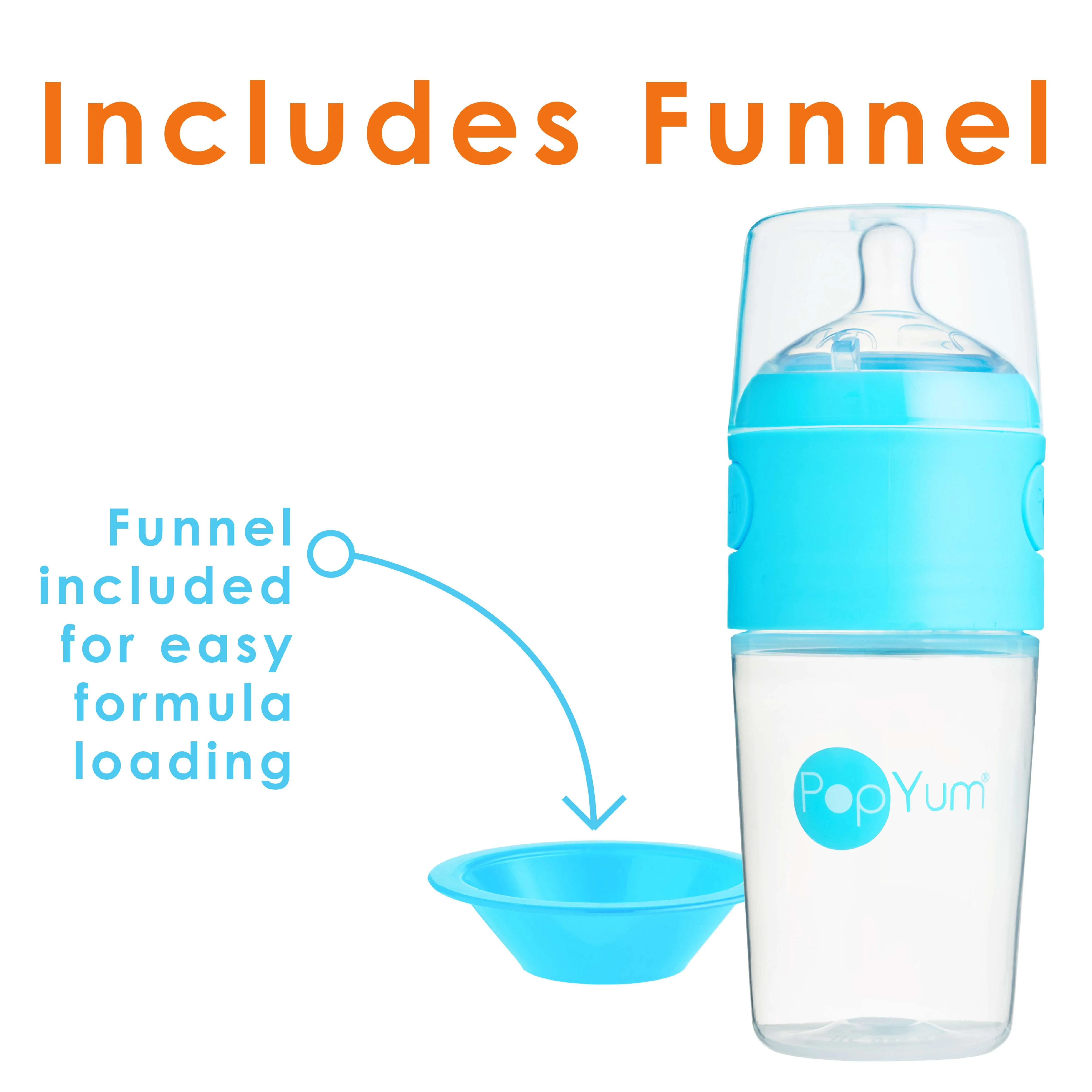 PopYum 9oz Blue Anti-Colic Baby Bottle, 3-Pack