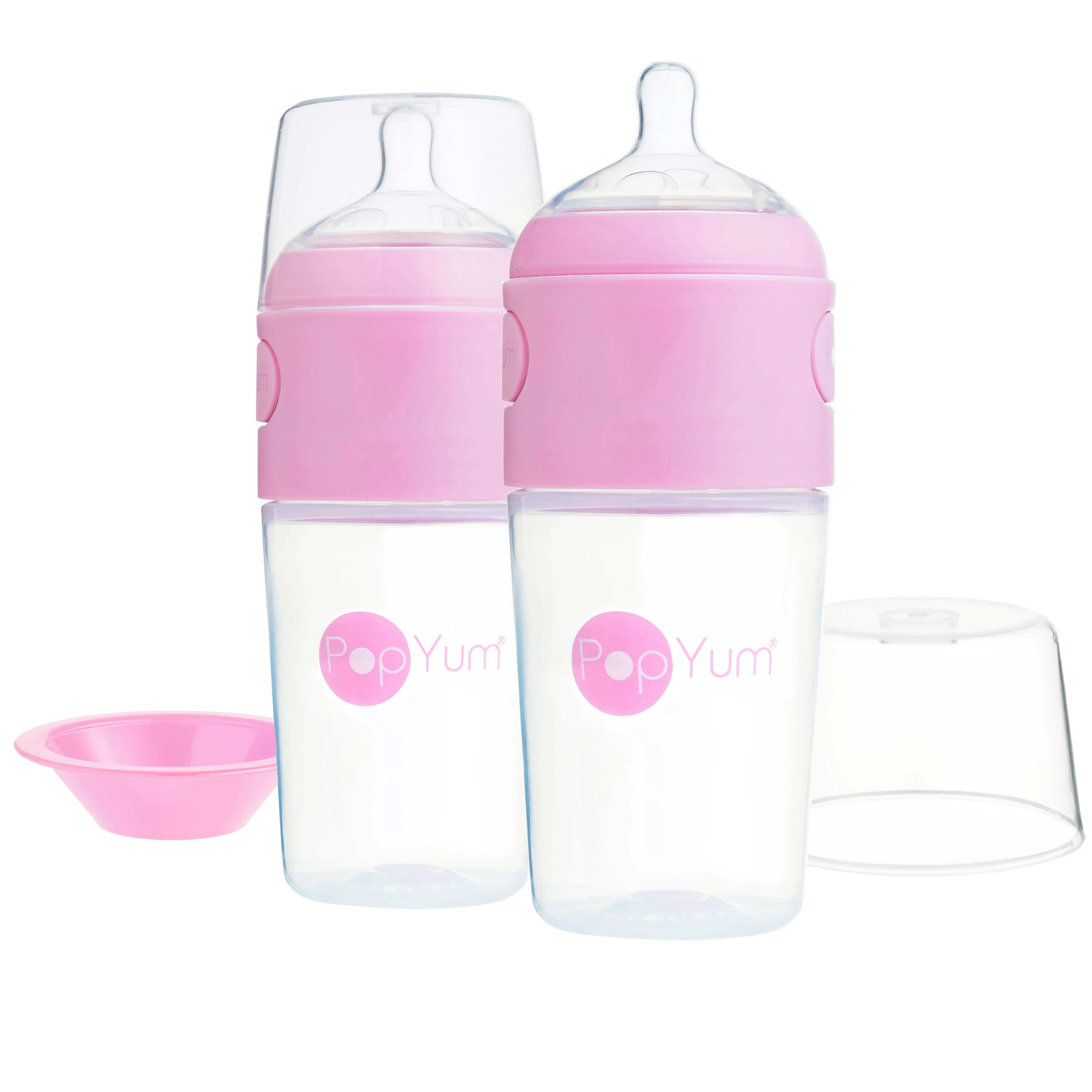 PopYum 9oz Pink Anti-Colic Baby Bottle, 2-Pack