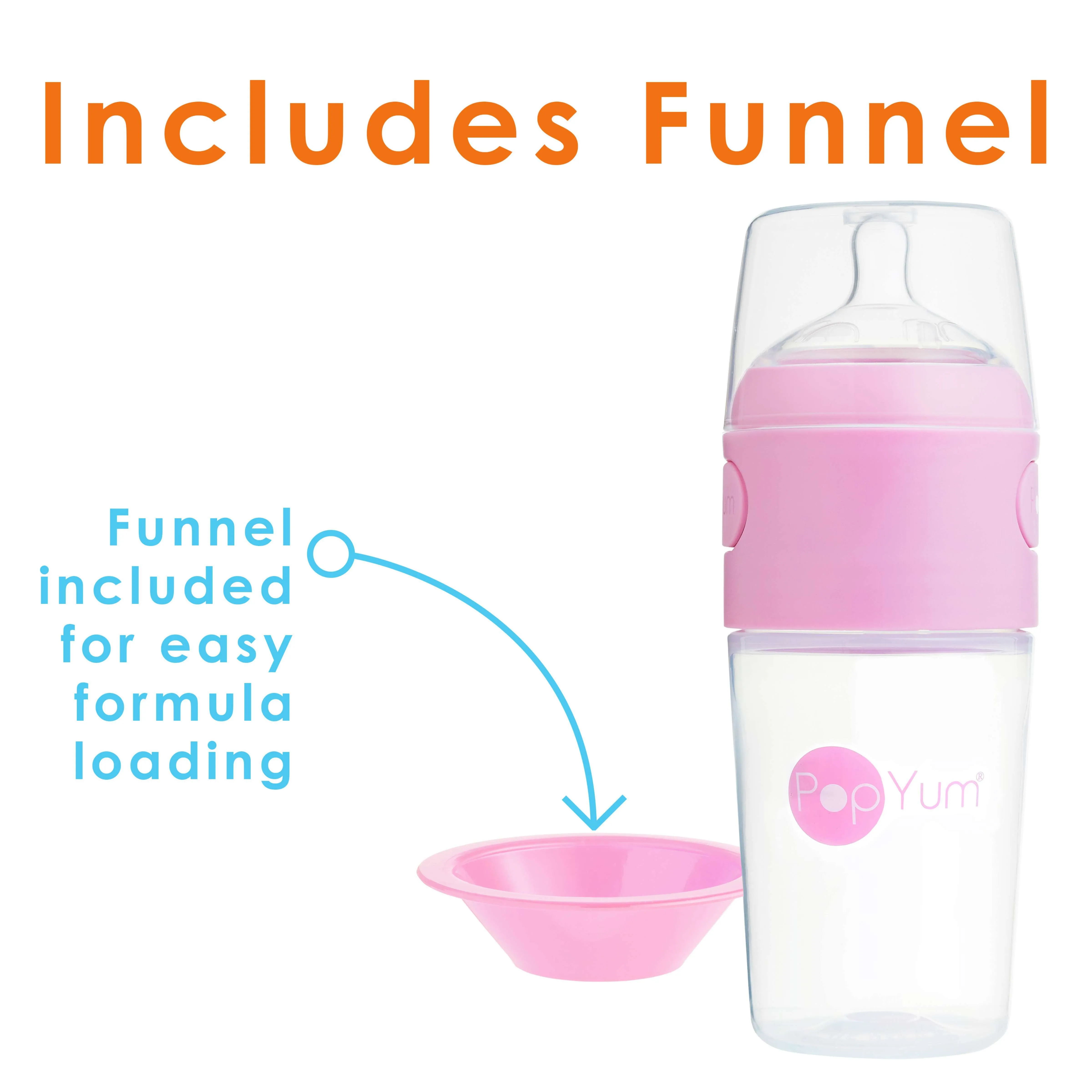 PopYum 9oz Pink Anti-Colic Baby Bottle, 2-Pack