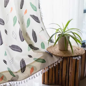 Premium 100% Cotton Curtain for Window & Curtains for Door - Pack of 1 Curtain, Feathers Green